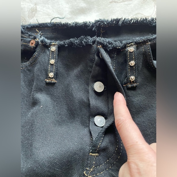 Vintage Y2K Upcycled Levi Flare Jeans Low Rise Embellished 28 Festival Bratz - Picture 10 of 14